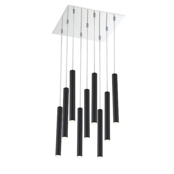 Z-Lite Forest 9 Light Island/Billiard, Chrome & Matte Black 917MP12-MB-LED-9SCH - main